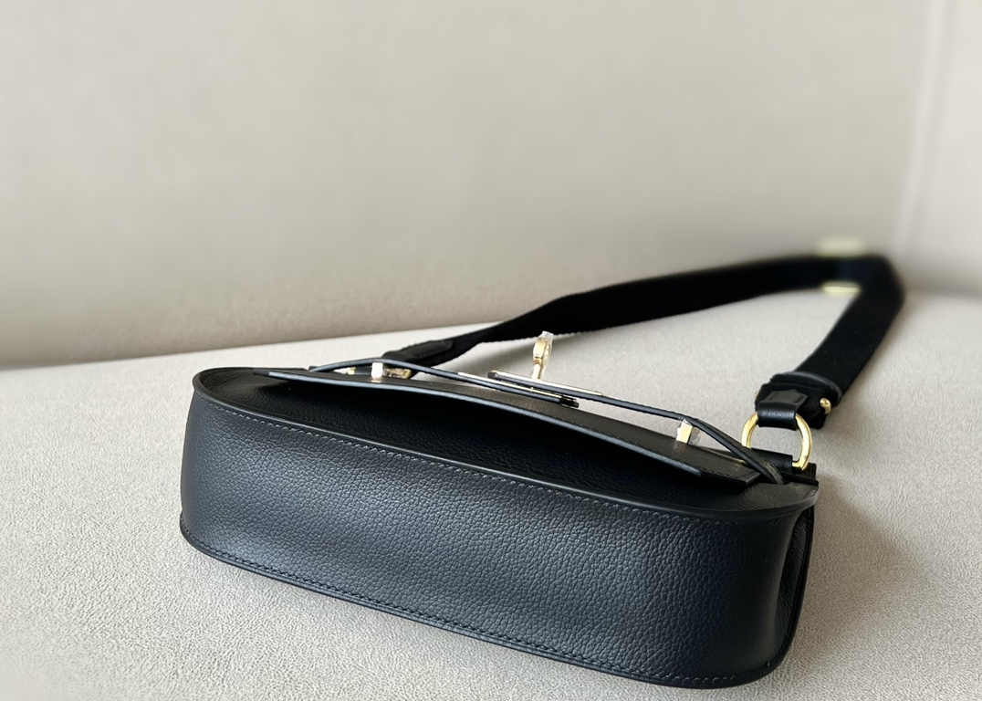 Hermes Jypsiere Mini Shoulder Bag In Black Clemence Leather